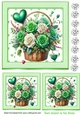 Pretty Green Hearts & Roses In A Basket With Diamonds Toppers