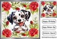 Pretty 8x8 Frame Of Red Roses With Puppy Making A Heart (TWO)