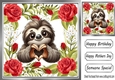 Pretty 8x8 Frame Of Red Roses With Sloth Making A Heart (THREE)