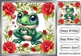 Pretty 8x8 Frame Of Red Roses With Frog Making A Heart (FOUR)
