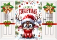 Funny Face Reindeer With Bells Christmas A5 Gatefold (FOUR)