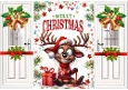 Funny Face Reindeer With Bells Christmas A5 Gatefold (SIX)