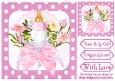 Pretty Baby Girl With Bottle 8x8 Pink Polkadot Card Front