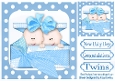 Pretty Baby Boys Surprise Twins 8x8 Blue Polkadot Card Front