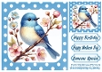 Pretty Blue Bird With Flowers Polkadot 8x8 Frame (ONE)