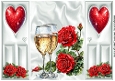 Silver A5 Gatefold With Red Roses & Hearts