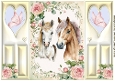 Pretty Horses With Butterflies And Pink Roses A5 Heart Gatefold (ONE)