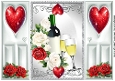 Silver A5 Gatefold With Red/White Roses & Hearts With Wine, 