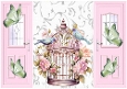 Pretty Pink Gatefold With Birdcage & Blue Birds (ONE)