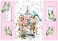 Pretty Pink Gatefold With Birdcage & Blue Birds (TWO)