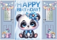 Cute Panda With Presents Blue Gatefold (THREE)