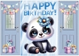 Cute Panda With Presents Blue Gatefold (FOUR)
