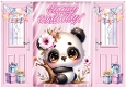 Cute Panda With Presents Pink Gatefold (THREE)