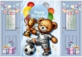 Cute Sports Teddy With Presents Blue Gatefold (THREE)