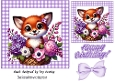 Cute Fox With Flowers In Purple Gingham 7X7 Frame (ONE)