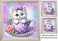 Cute White Kitty With Purple Bow 8X8 Toppers