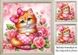Cute Ginger Kitty With Pink Roses 8X8 Toppers