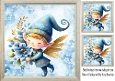 Cute Elf In Blue With Flowers 8X8 Card Front (ONE)