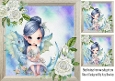 Pretty Fairy In Blue With White Roses 8X8 Card Front (TWO)