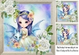 Pretty Fairy In Blue With White Roses 8X8 Card Front (THREE)