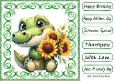 Lovely Animal With Sunflowers in 8x8 Swirl Card Front (ONE)