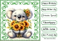 Lovely Animal With Sunflowers in 8x8 Swirl Card Front (TWO)