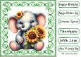 Lovely Animal With Sunflowers in 8x8 Swirl Card Front (THREE)