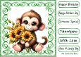 Lovely Animal With Sunflowers in 8x8 Swirl Card Front (FOUR)