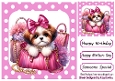 Cute Puppy With Makeup ,Pink Polkadot 8x8 (ONE)