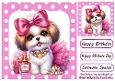 Cute Puppy With Makeup ,Pink Polkadot 8x8 (TWO)