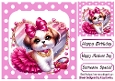 Cute Puppy With Makeup ,Pink Polkadot 8x8 (FOUR)
