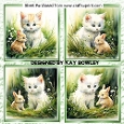 4 Cute Kittens With Bunnies 8x8 Card Fronts Mini Kit (ONE)