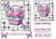 Pretty Basket Of Flowers In Black/White Gingham 7X7 Frame (ONE)