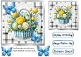 Pretty Basket Of Flowers In Black/White Gingham 7X7 Frame (TWO)