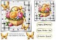 Pretty Basket Of Flowers In Black/White Gingham 7X7 Frame (THREE)