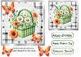 Pretty Basket Of Flowers In Black/White Gingham 7X7 Frame (FOUR)