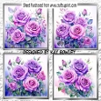 4 Pretty Purple/Pink Roses 8x8 Card Fronts Mini Kit