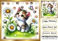 Cute Kitten With Daisies 8x8 (FOUR)