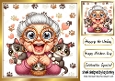Cartoon Crazy Cat Lady With Paw Prints 8X8 (ONE)