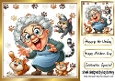 Cartoon Crazy Cat Lady With Paw Prints 8X8 (TWO)