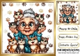 Cartoon Crazy Cat Lady With Paw Prints 8X8 (THREE)