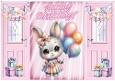 Lovely Gatefold In Pink With Birthday Bunny (TWO)