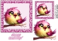 Cute Bird On A Branch 7x7 Pink Swirl Frame