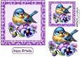Pretty Bird With Flowers 7x7 Purple Swirl Frame