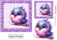 Cute Bird On A Branch 7x7 Purple Swirl Frame