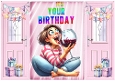 Lovely Gatefold In Pink With Birthday Celebrating Wine Time