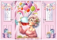 Lovely Gatefold With Pink Balloons Happy Birthday To Me