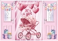 Lovely Gatefold Newborn Baby Girl Pink Pram (ONE)