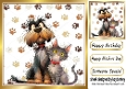 Funny Dog And Cat With Paw Prints 8X8 (TWO)
