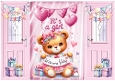 Lovely Gatefold Newborn Baby Girl Pink With Teddy Bear